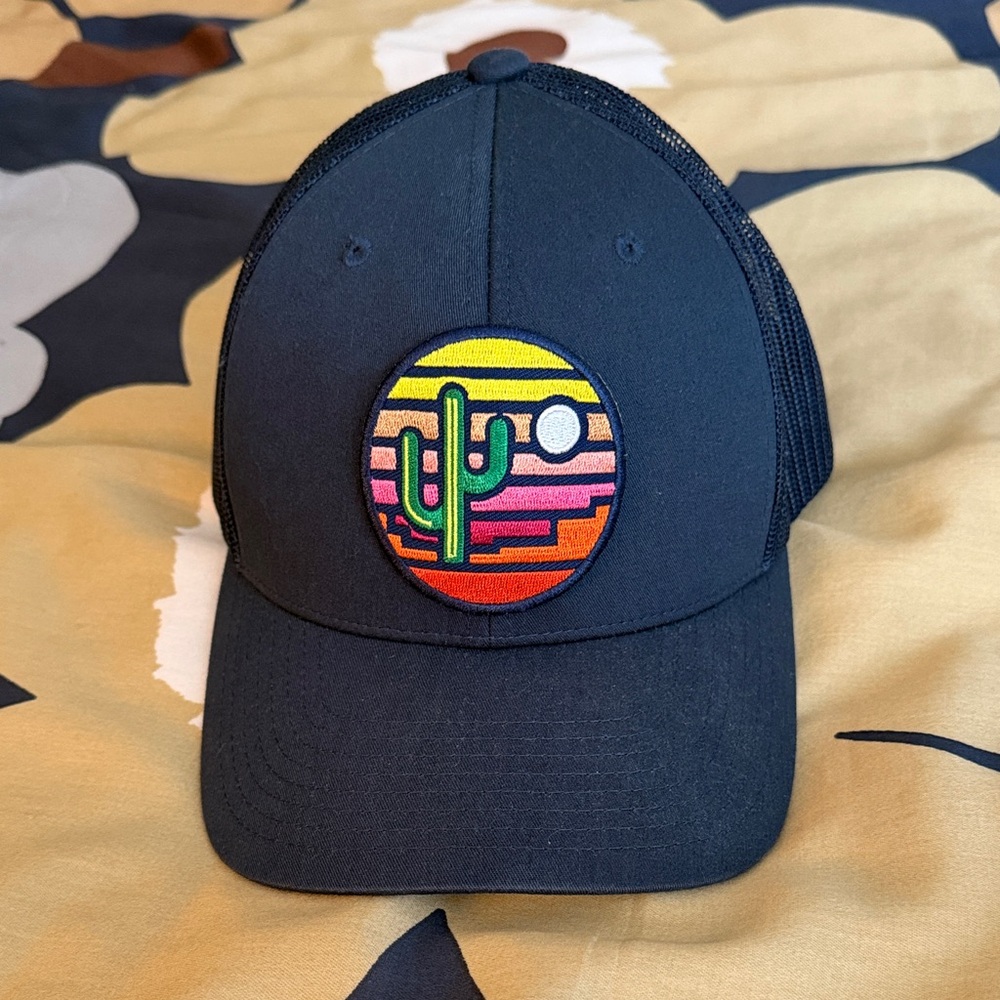 Navy Trucker Hat with Colorful Cactus Patch
